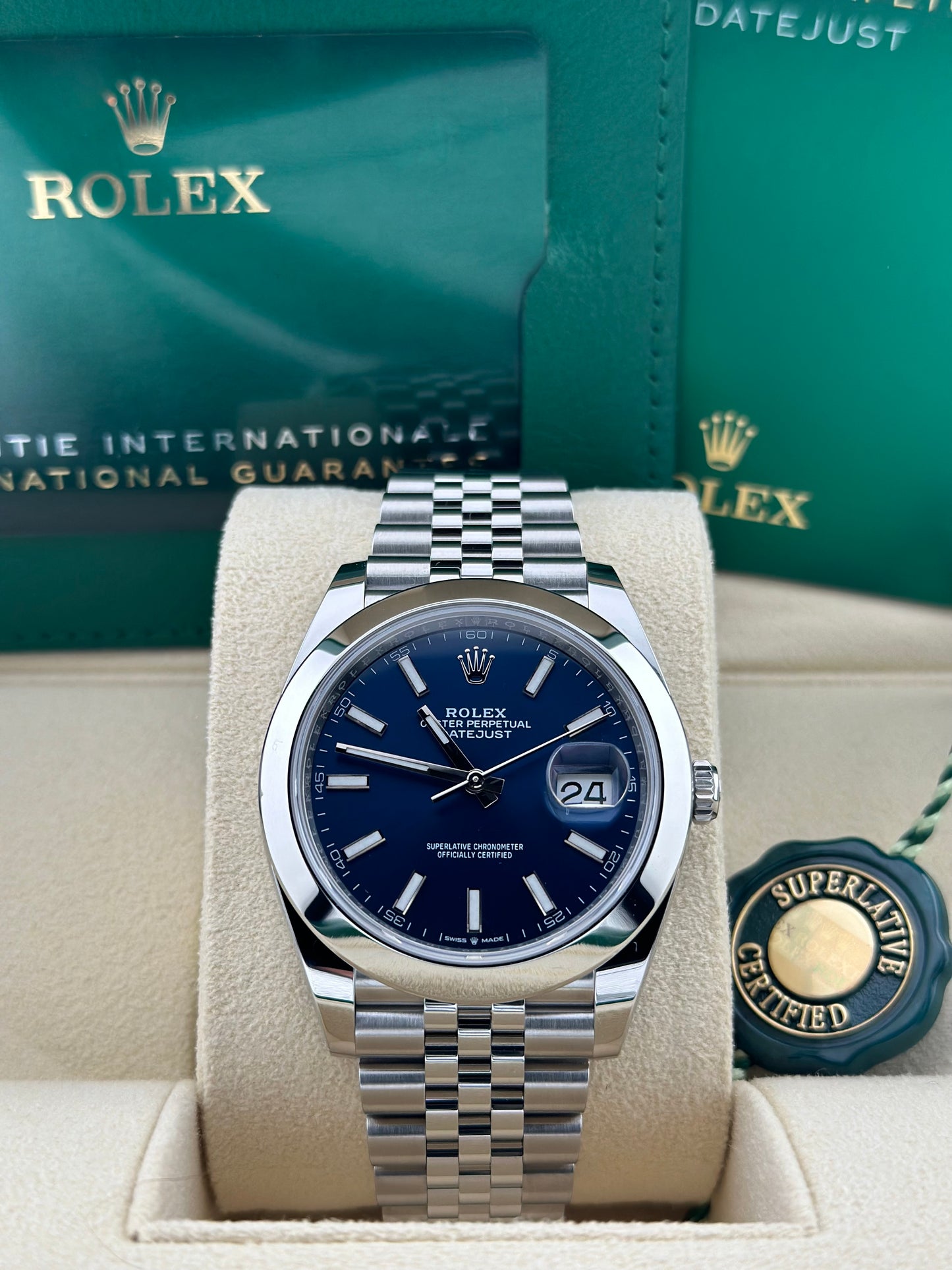 Rolex Datejust 41 Blue Dial Smooth Bezel Jubilee 126300