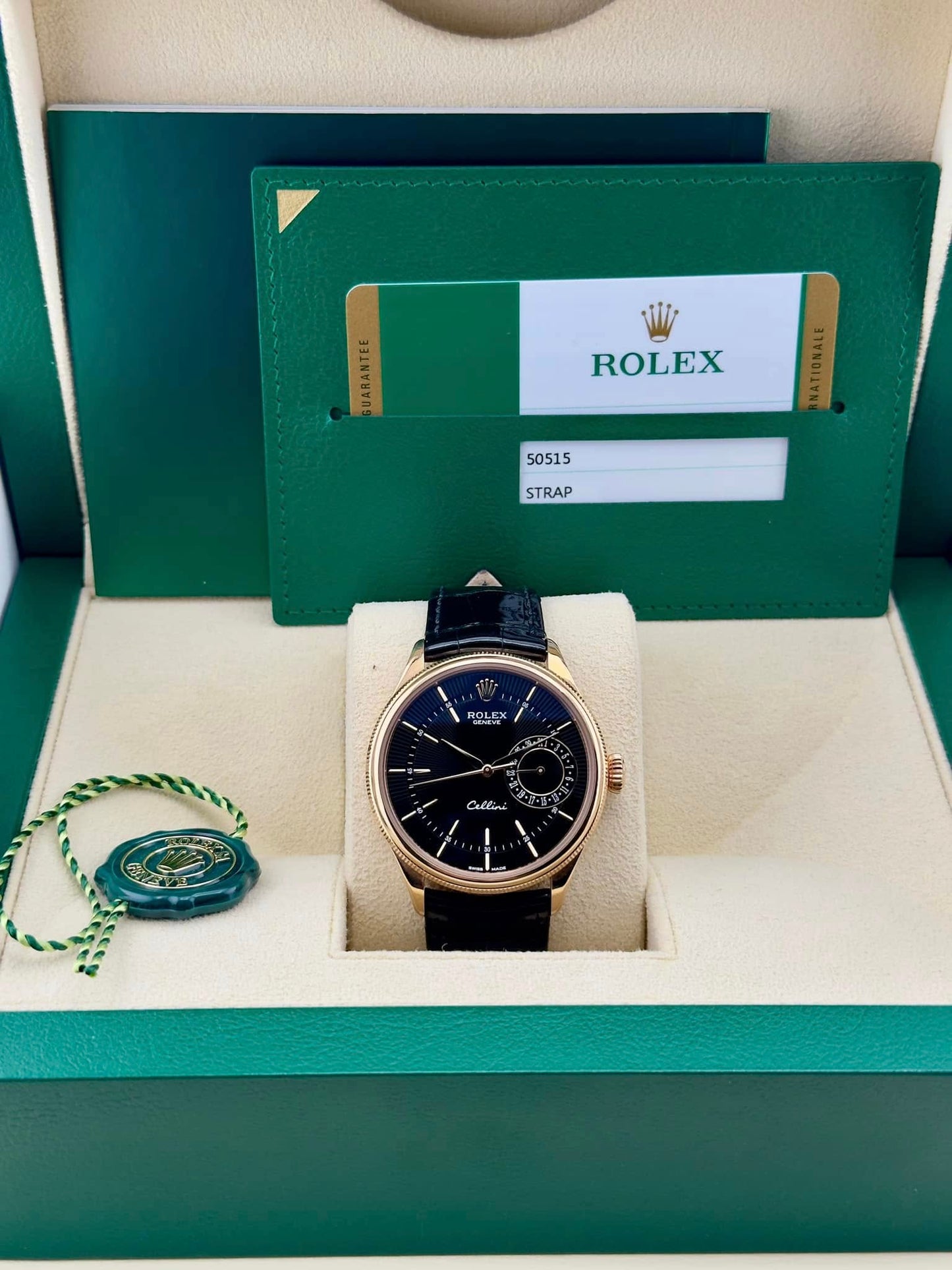 Rolex Cellini Rose Gold Black 50515