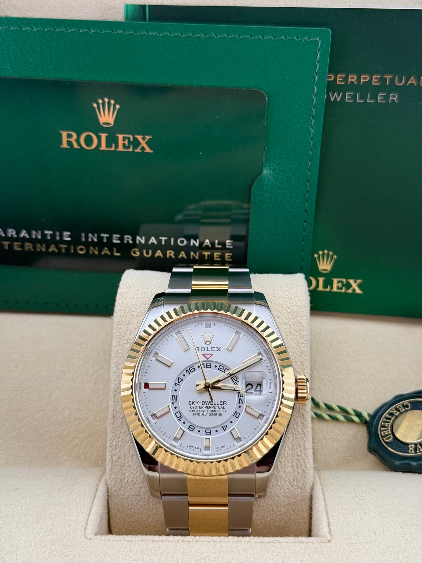 Rolex Sky-Dweller Stainless Steel/Gold with white dial and Oyster bracelet ref. 326933