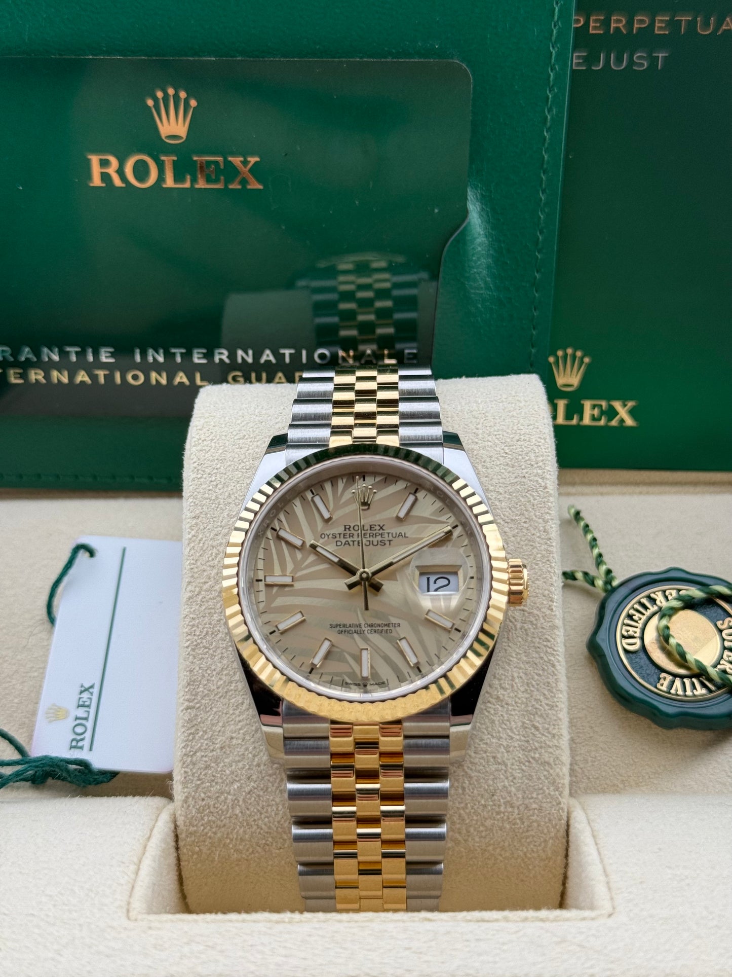 Rolex Datejust 36 Palm Champagne Two-Tone Jubilee 126233