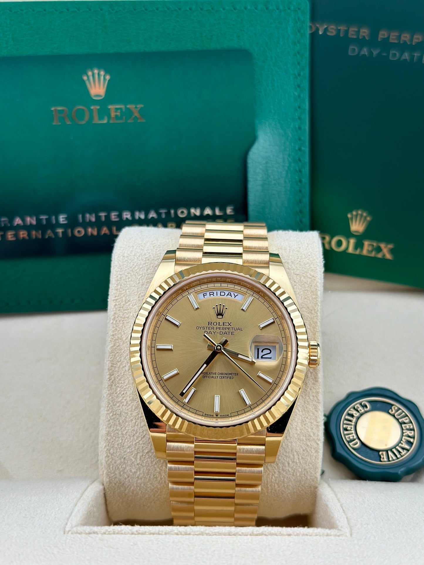Rolex Day-Date 40 Champagne Stick Dial 228238
