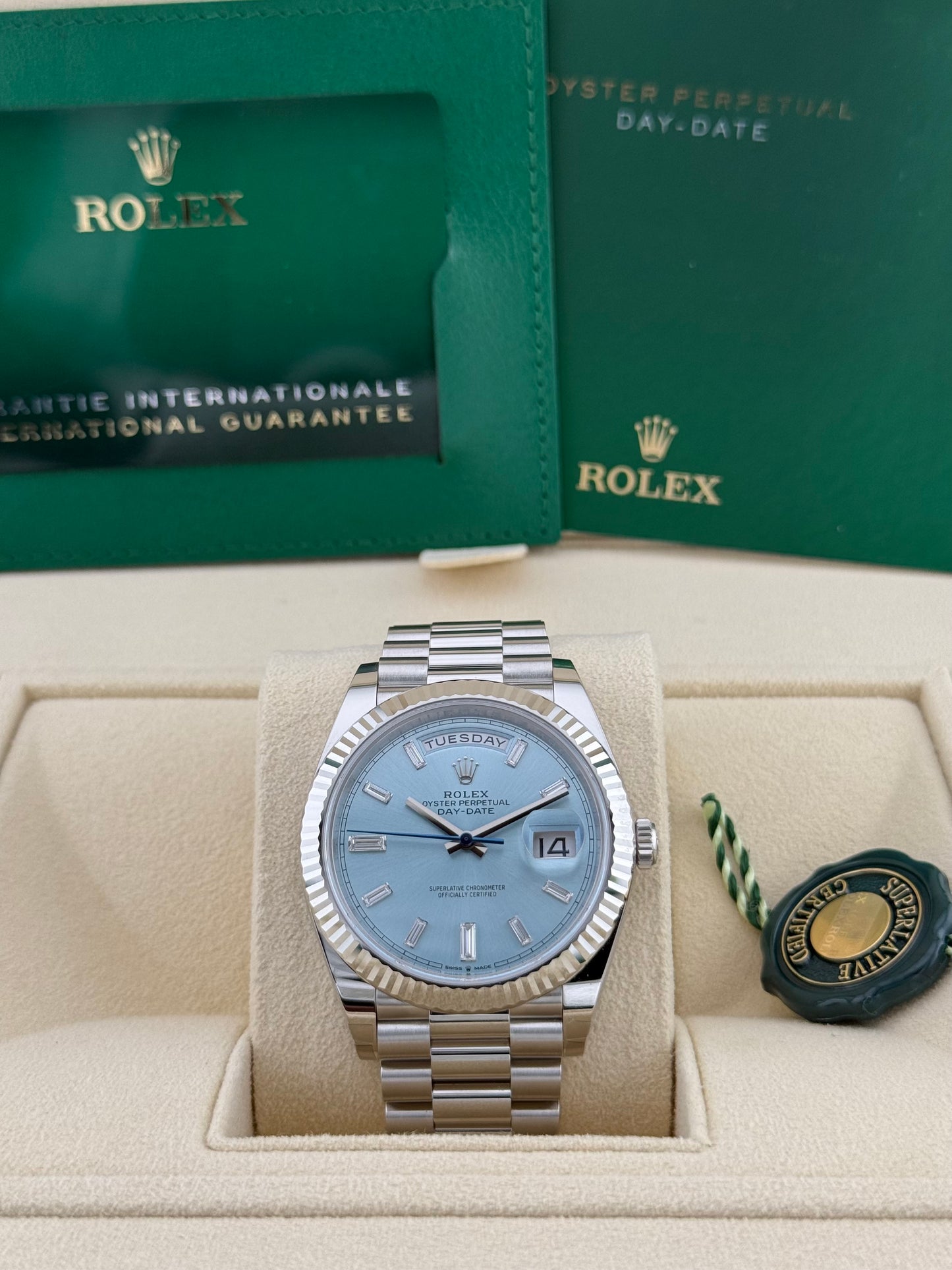Rolex Day-Date 40 Ice blue Baguette Dial 228236