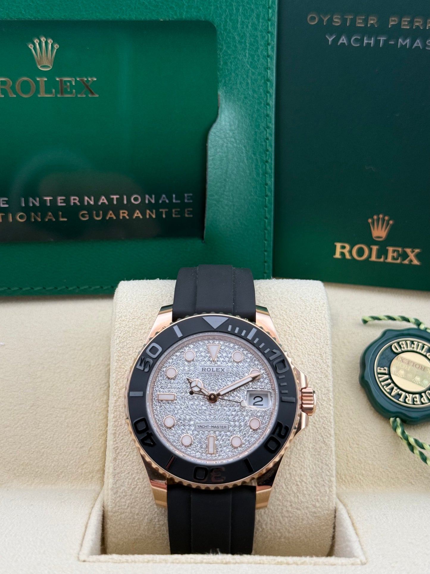Rolex Yacht-Master 37 Rose Gold Oysterflex Pavé Diamond 268655
