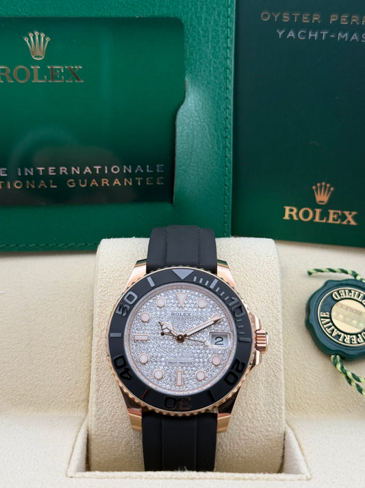 Rolex Yacht-Master 37 Rose Gold Oysterflex Pavé Diamond 268655