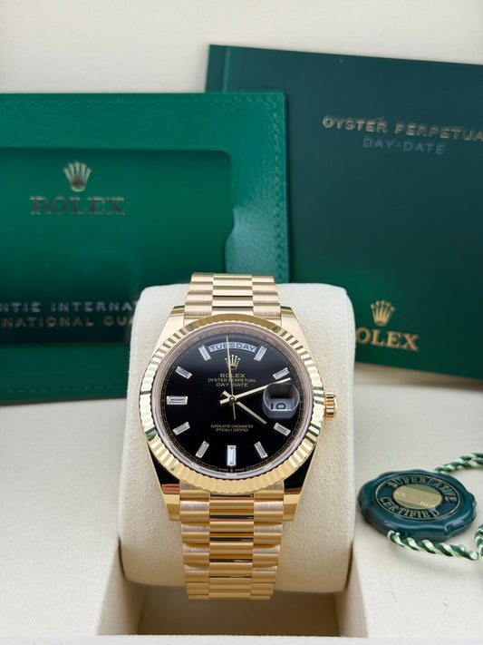 Rolex Day-Date 40 Black Baguette 228238