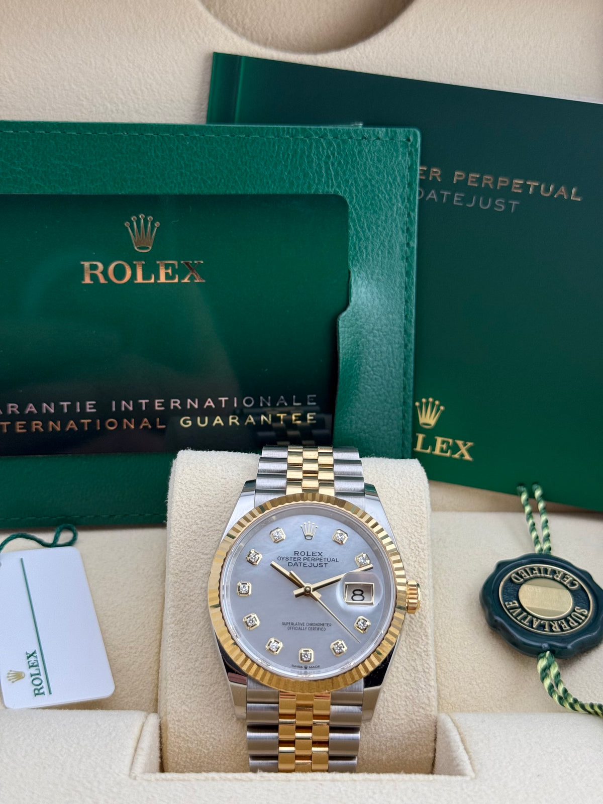 Rolex Datejust 36 Yellow Gold/Steel MOP Jubilee 126233