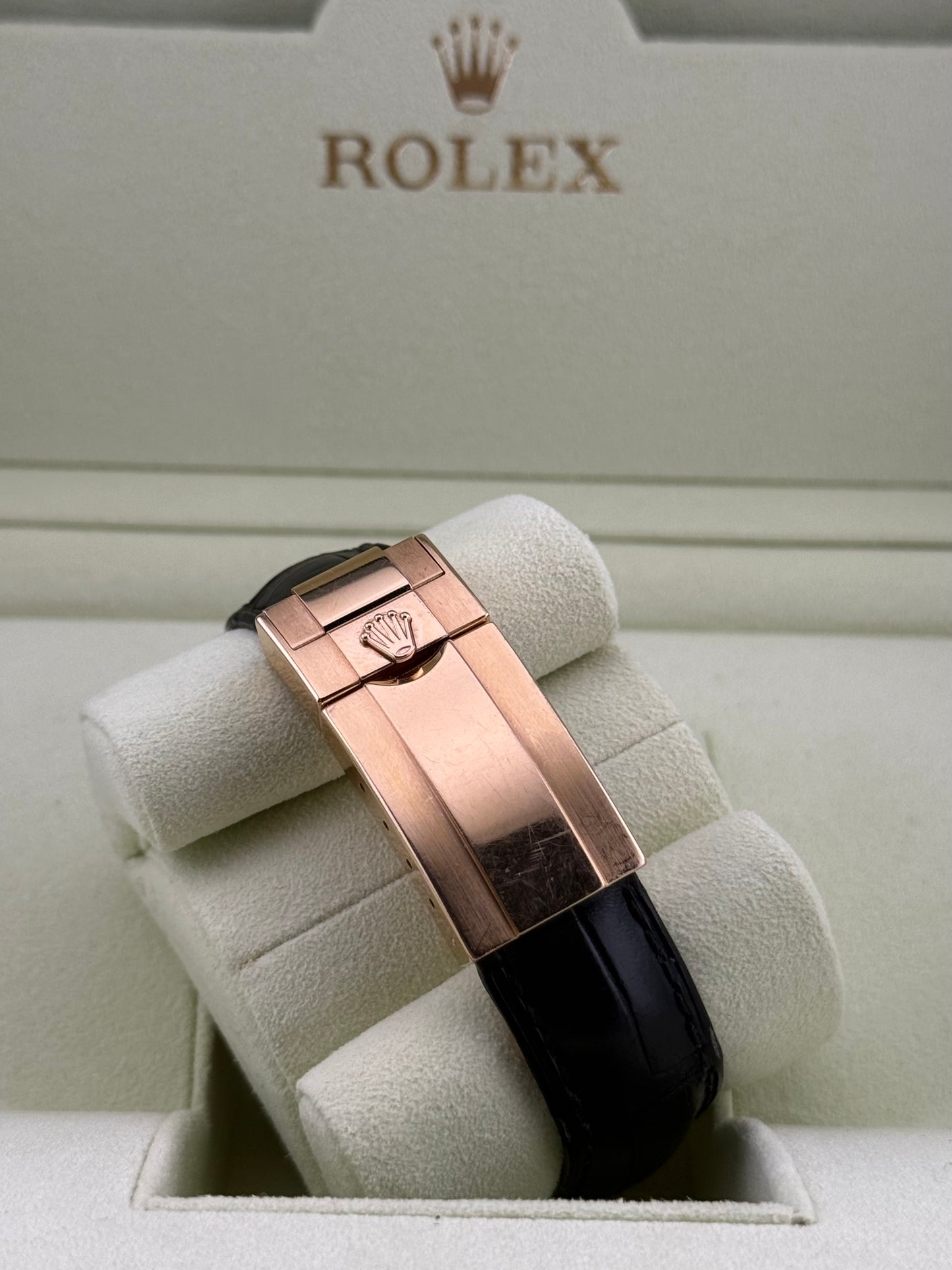 Rolex Daytona Chocolate Arabic Dial Rose Gold Leather Strap 116515LN