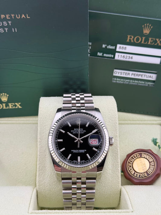 Rolex Datejust 36 Black Roulette datewheel Jubilee 116234