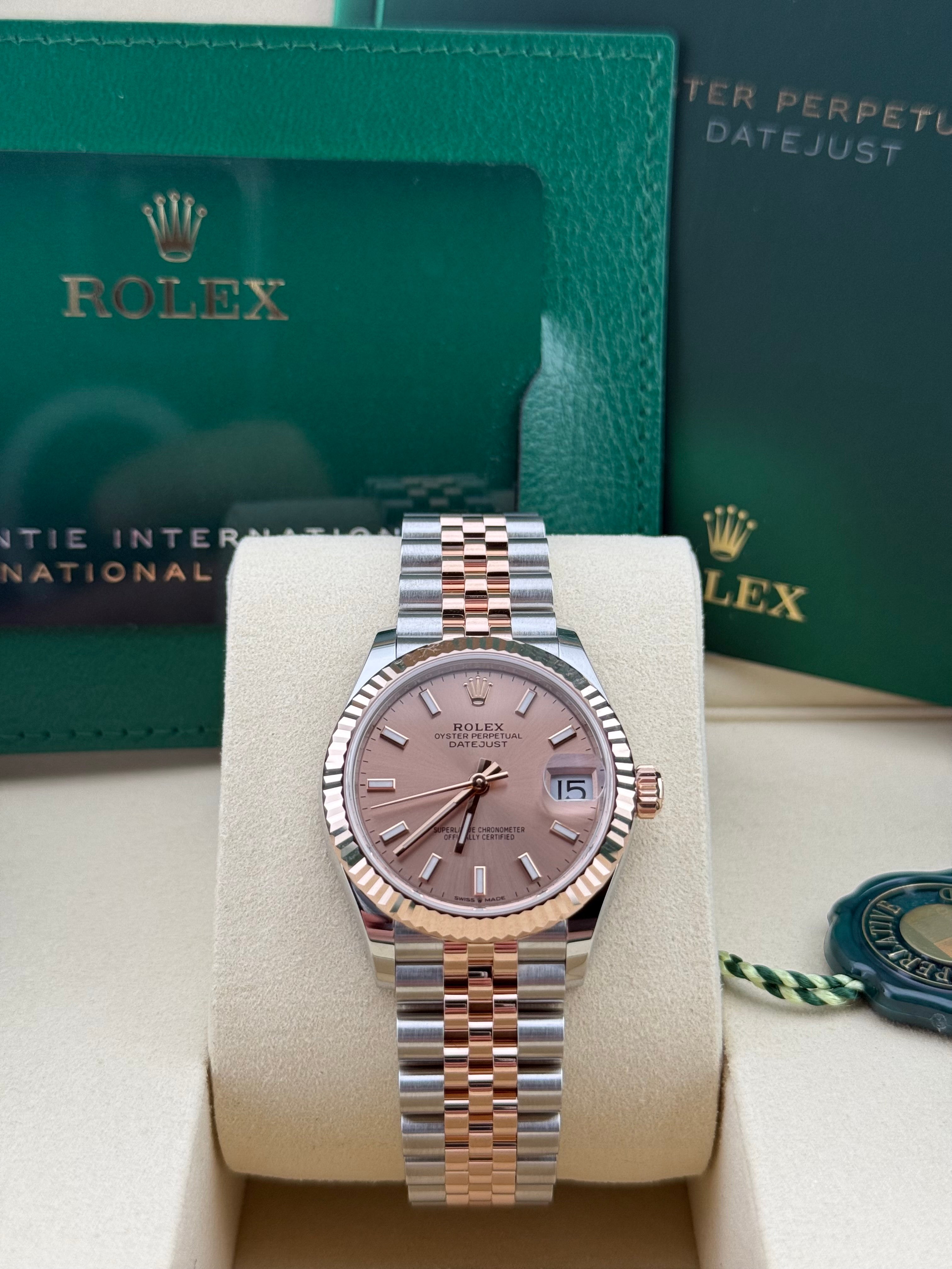 Rolex Datejust 31 Rose Gold/Steel Pink Index Sundust Jubilee 278271 ...