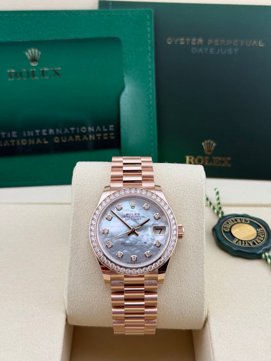 Rolex Datejust 31 Rose Gold Diamond Bezel MOP 278285RBR