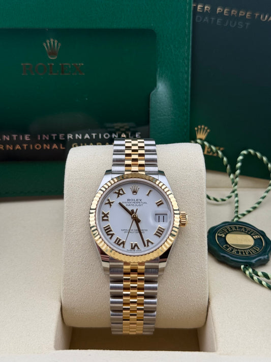 Rolex Datejust 31 Yellow Gold/Steel White Roman Jubilee 278273