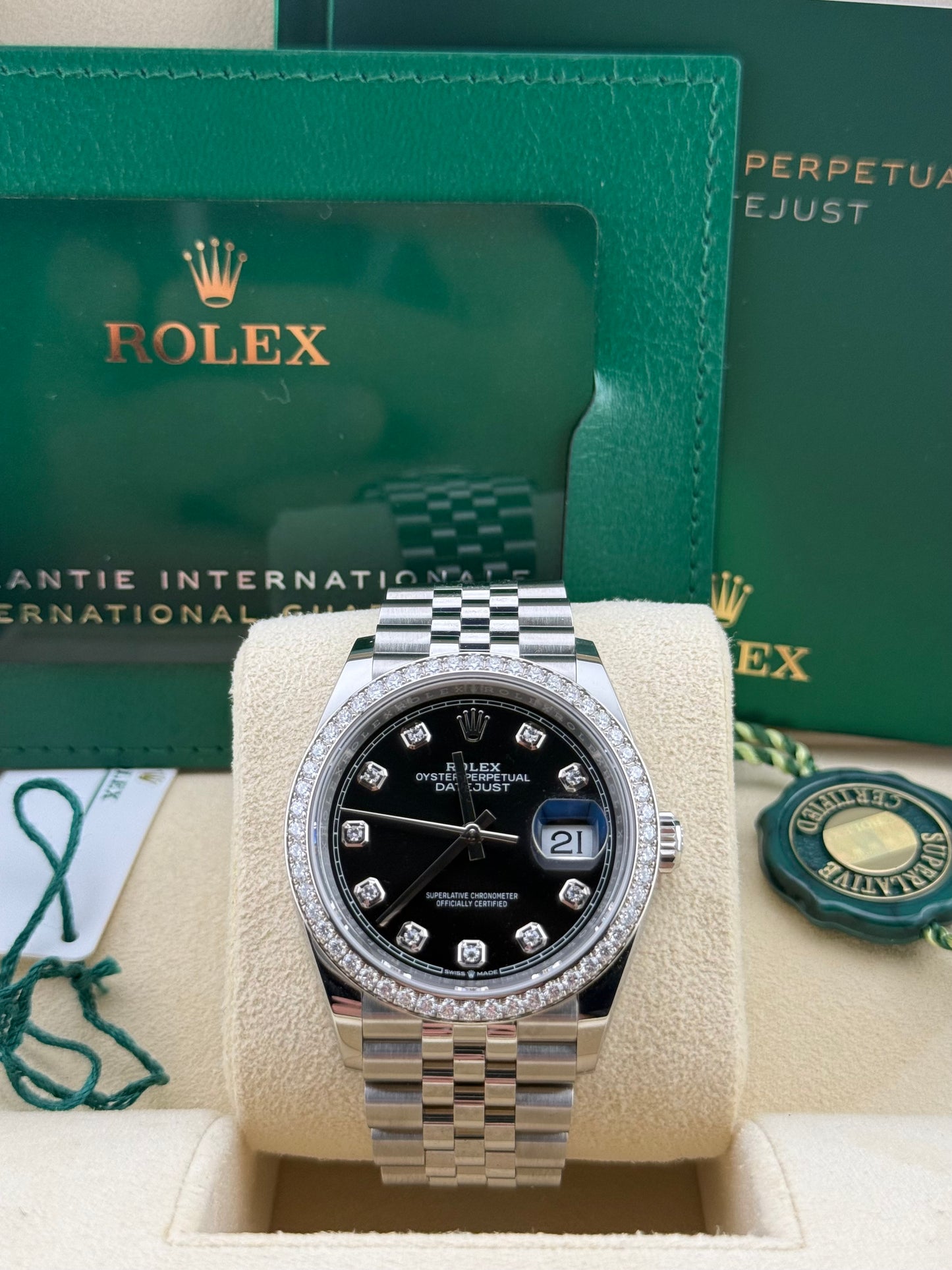 Rolex Datejust 36 Diamond Bezel Black Diamond Dial Jubilee 126284RBR