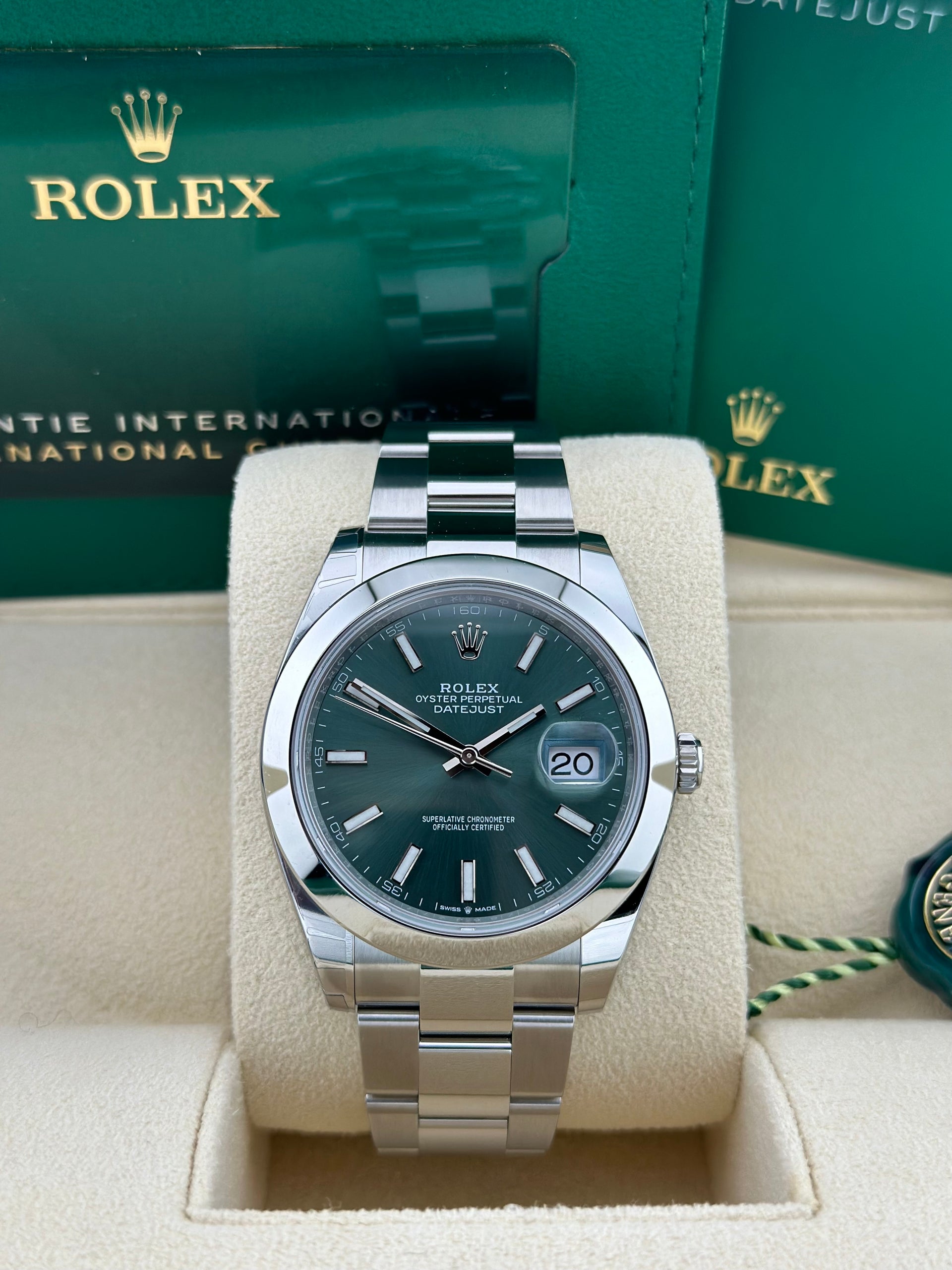 Rolex Datejust 41 Mint Green Dial Smooth Bezel with Oyster