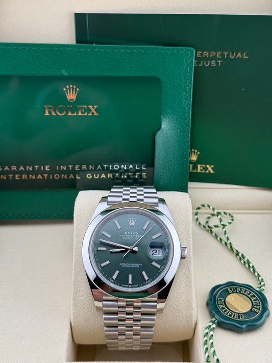 Rolex Datejust 41 Mint Green Smooth Jubilee 126300