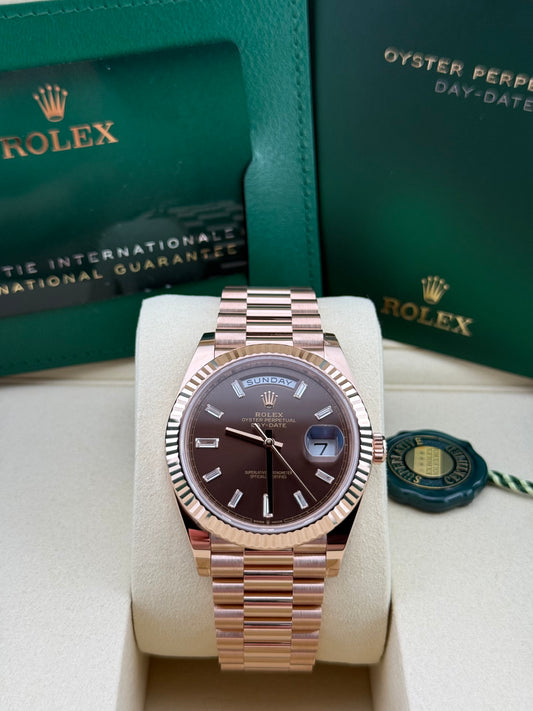 Rolex Day-Date 40 Chocolate baguette 228235a