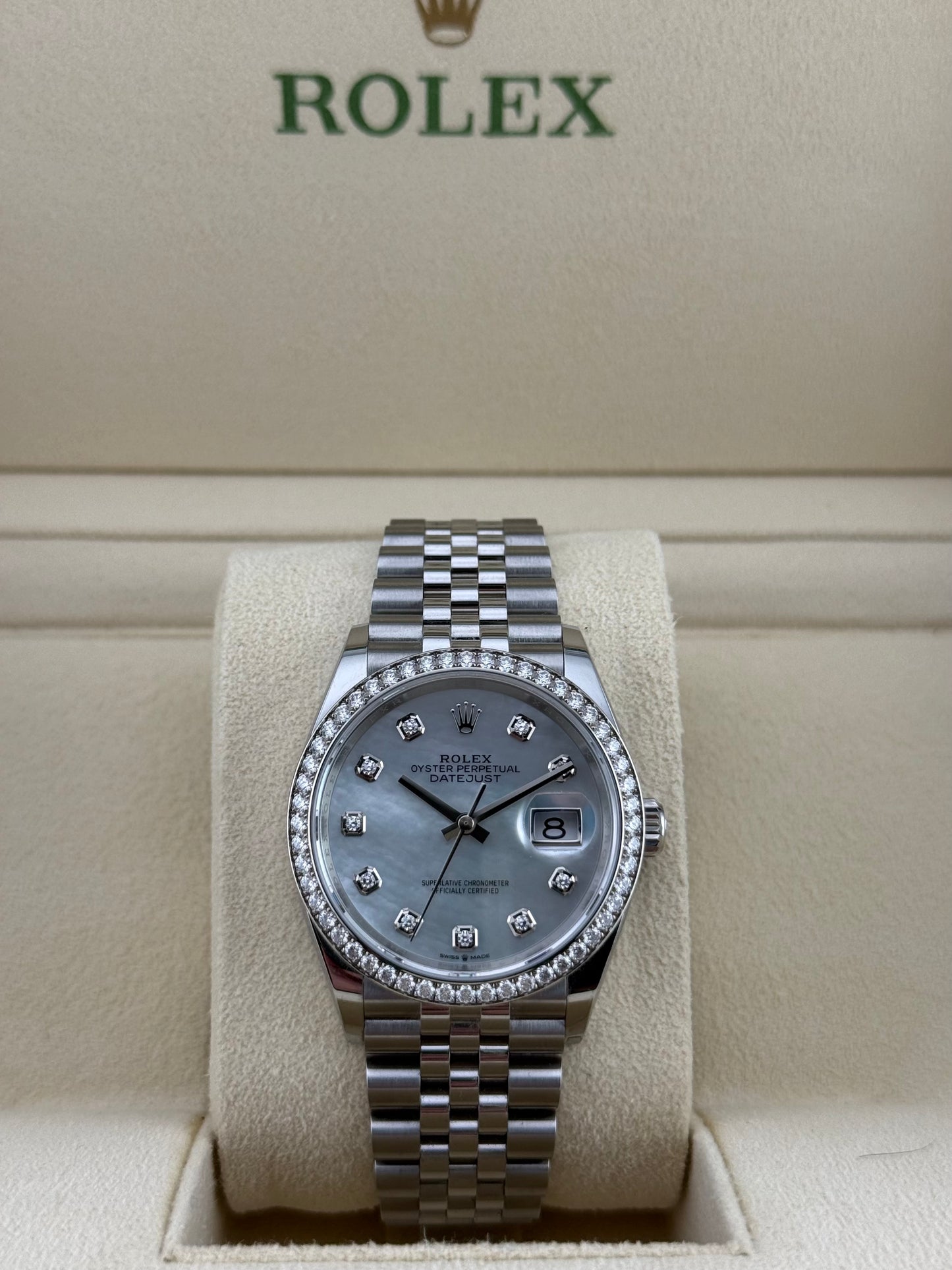 Rolex Datejust 36 MOP Diamond Bezel Jubilee 126284RBR